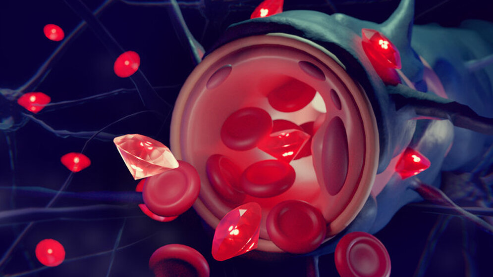 Mit_Albumin_beschichtete_Nanodiamanten_MPI_P_Lizenz_CC_BY_SA.jpg Mit Albumin beschichtete Nanodiamanten