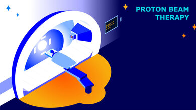 Protonenbestrahlung.jpg Symbolbild für eine Bestrahlung mit Protonen.