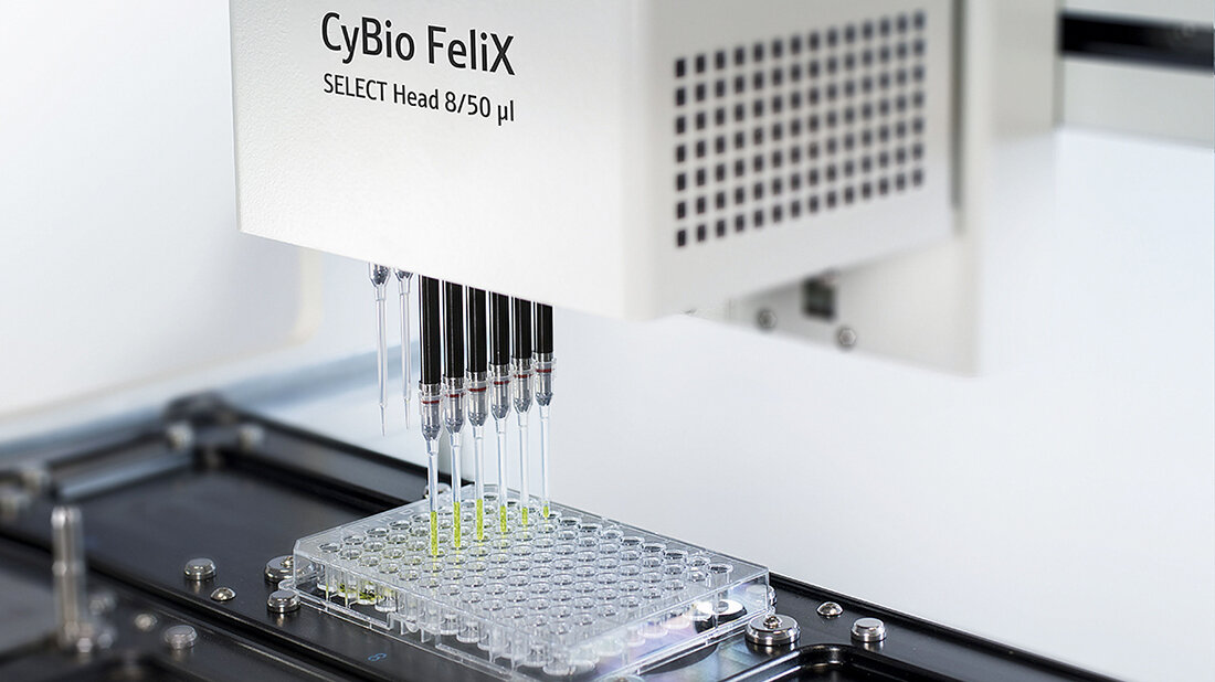 Neue variable Pipettierkopf-Serie von Analytik Jena Foto der CyBio FeliX Liquid Handling Plattform