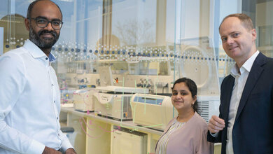 Prof_Dr_Malte_Spielmann_Saranya_Balachandran_Dr_Varuun_Sreenivasan.jpg Institutsdirektor Prof. Dr. Malte Spielmann und die wissenschaftlichen Mitarbeitenden Saranya Balachandran und Dr. Varuun Sreenivasan (v. r.)